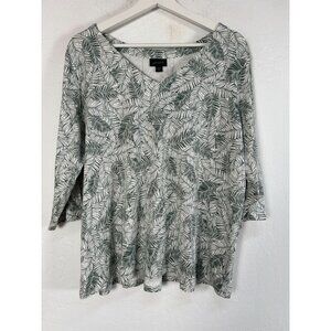 J.Jill Wearever Collection Womens Petite XLP Leaf Print 3/4 Sleeve Tunic Top New